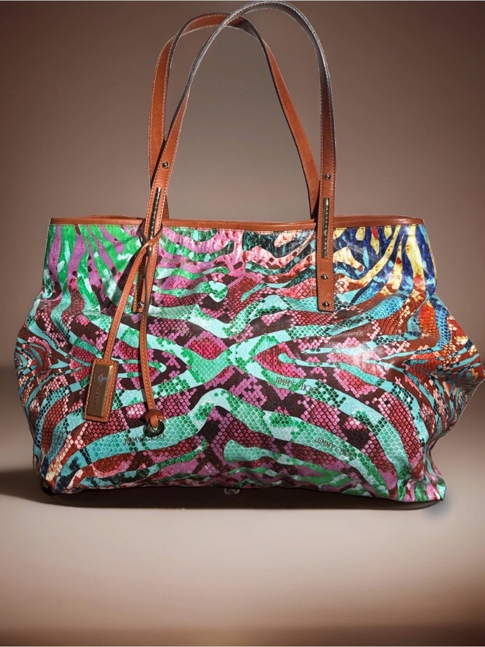 Jimmy Choo Scarlet Large Multi Color Tote Bag Never Used AMAZING
